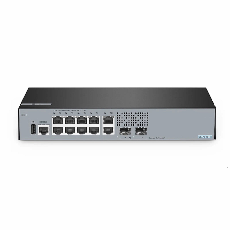 S3270-10TM, 10-Port Gigabit Ethernet L2+ Switch, 10 x Gigabit RJ45, with 2 x 1/2.5Gb SFP Uplinks, PicOSÂ®, Broadcom Chip
