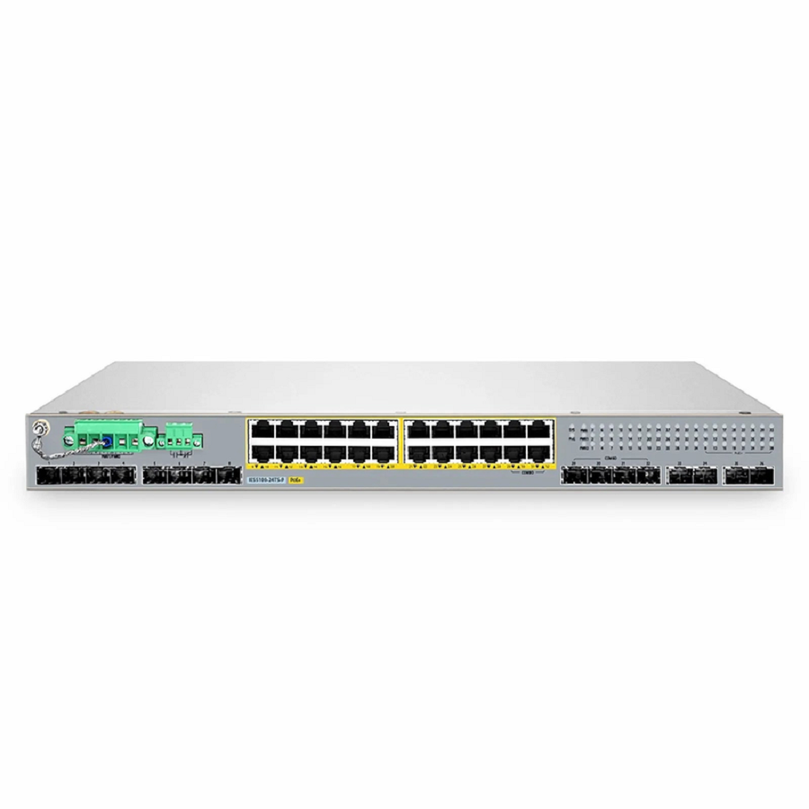 IES5100-24TS-P, 24-Port Gigabit Ethernet L2+ Managed Industrial PoE+ Switch, 20 x PoE+ Ports @720W, with 4 x 1Gb RJ45/SFP Combo, 8 x 1Gb SFP and 4 x 10Gb SFP+, -40 to 75Â°C Operating Temperature
