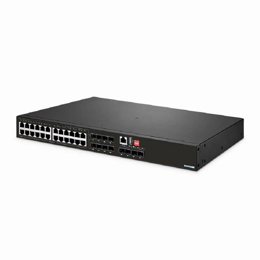 IES5120-28TF, 24-Port Gigabit Ethernet L2+ Managed Industrial Switch, 16 x 10/100/1000BASE-T, with 8 x 1Gb RJ45/SFP Combo and 4 x 1Gb SFP, -40 to 75Â°C Operating Temperature