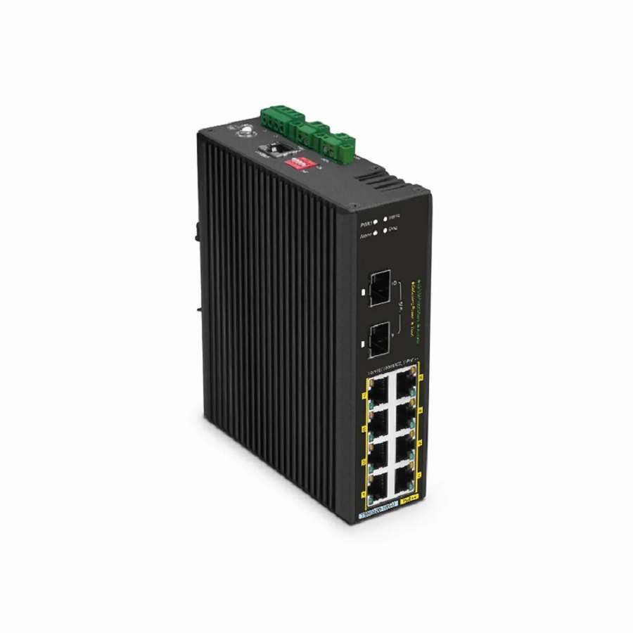TSN3220-10S-U, 8-Port Gigabit Ethernet L2 Managed TSN Industrial PoE++ Switch, 8 x PoE++ Ports@360W, with 2 x 1/10Gb SFP+, -40 to 75Â°C Operating Temperature