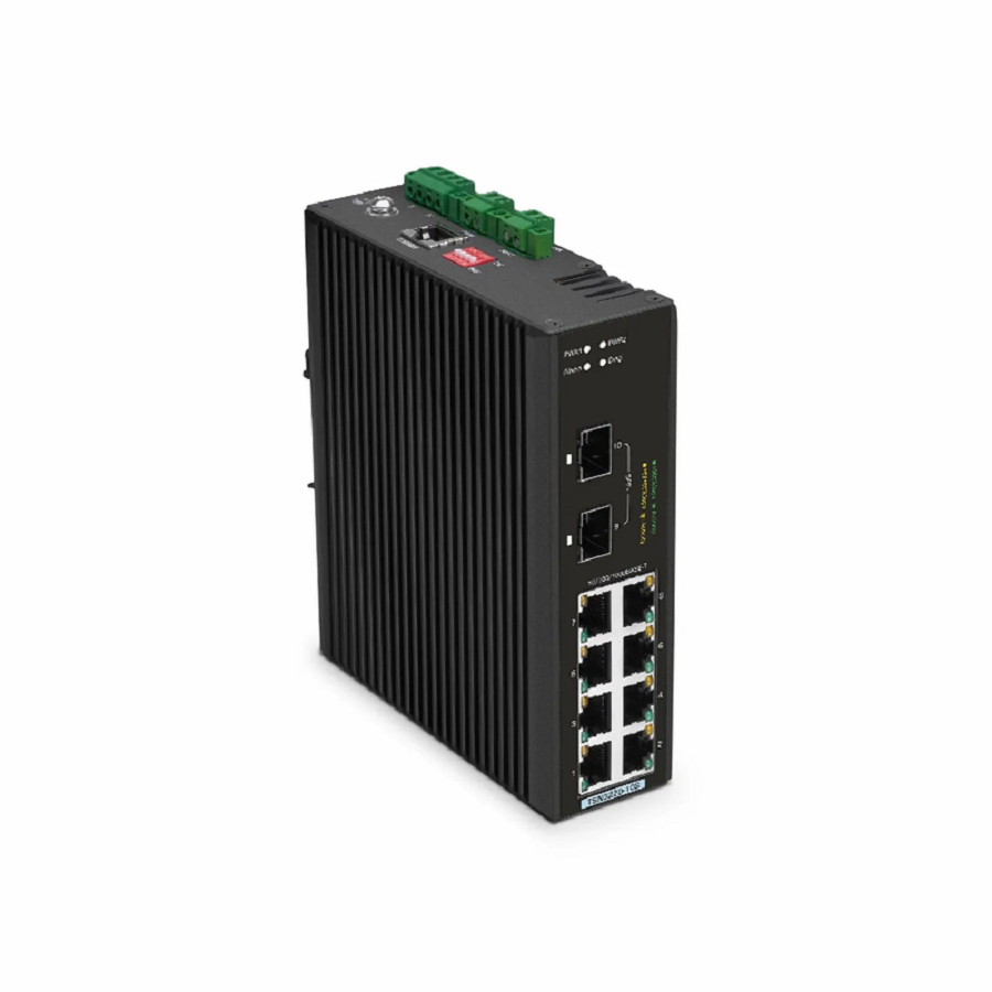 TSN3220-10S, 8-Port Gigabit Ethernet L2 Managed TSN Industrial Switch, 8 x 10/100/1000BASE-T, with 2 x 1/10Gb SFP+, -40 to 75Â°C Operating Temperature