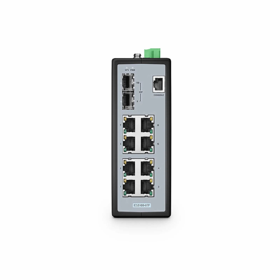 IES3100-8TF, 8-Port Gigabit Ethernet L2+ Managed Industrial Switch, 8 x 10/100/1000BASE-T, with 2 x 1/2.5Gb SFP, -40 to 75Â°C Operating Temperature