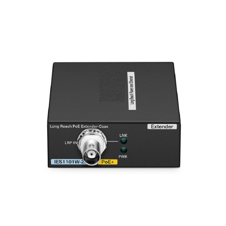 IES1101W-2PD, 1-Port 10/100M Fast Ethernet Long Reach PoE over Coaxial Extender, 1 x BNC Female Input to 1 x PoE+ Output, -20 to 70Â°C Operating Temperature