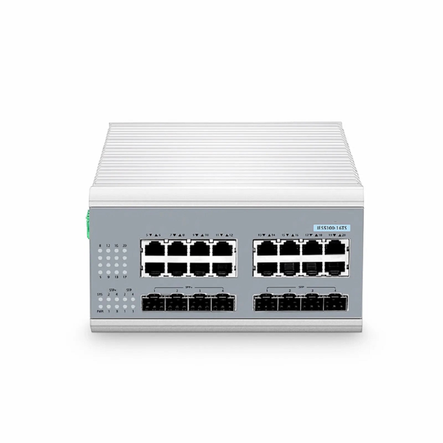 IES5100-16TS, 16-Port Gigabit Ethernet L2+ Managed Industrial Switch, 16 x 10/100/1000BASE-T, with 4 x 1Gb SFP and 4 x 10Gb SFP+, -40 to 75Â°C Operating Temperature
