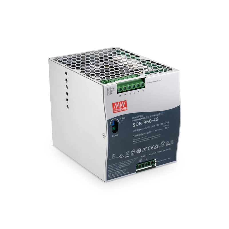 960W 48VDC Slim DIN Rail High-Performance Industrial Power Supply with PFC Function
