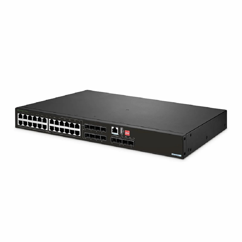 IES5120-28TS, 24-Port Gigabit Ethernet L2+ Managed Industrial Switch, 16 x 10/100/1000BASE-T, with 8 x 1Gb RJ45/SFP Combo and 4 x 1/10Gb SFP+, -40 to 75Â°C Operating Temperature