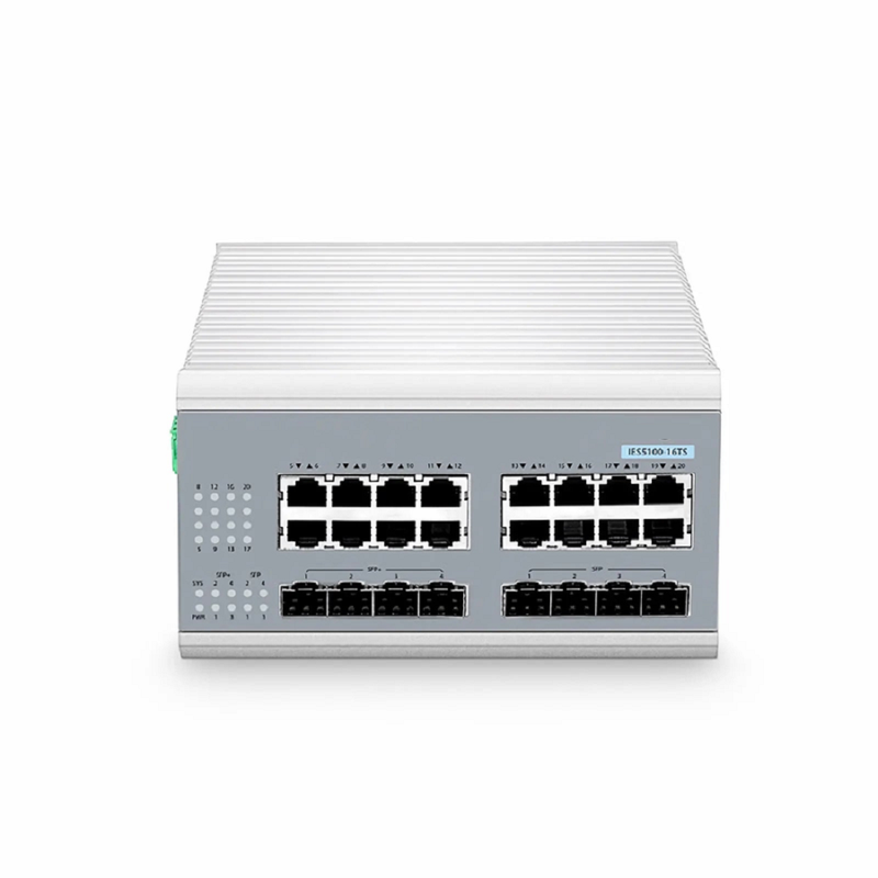 IES5100-16TS, 16-Port Gigabit Ethernet L2+ Managed Industrial Switch, 16 x 10/100/1000BASE-T, with 4 x 1Gb SFP and 4 x 10Gb SFP+, -40 to 75Â°C Operating Temperature