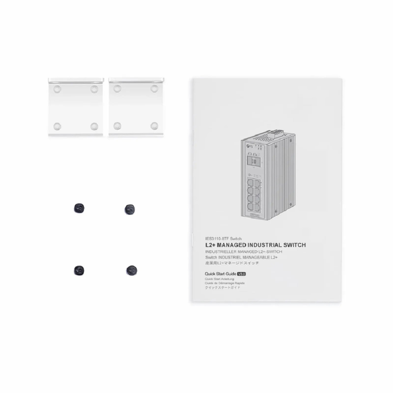 IES3110-8TF, 8-Port Gigabit Ethernet L2+ Managed Industrial Switch, 8 x 10/100/1000BASE-T, with 2 x 1Gb SFP, -40 to 75Â°C Operating Temperature