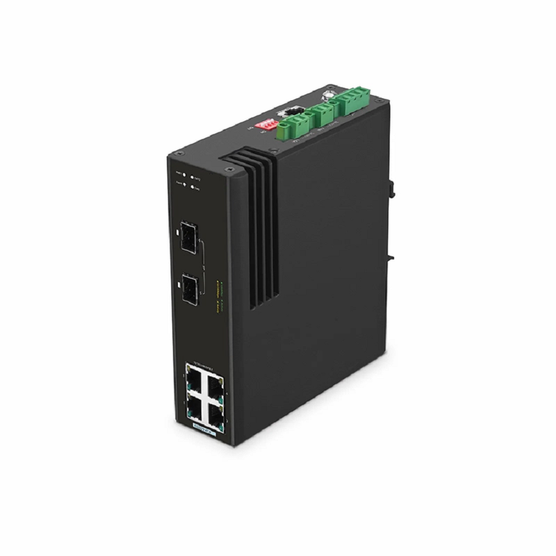 IES3220-4T2F, 4-Port Gigabit Ethernet L2+ Managed Industrial Switch, 4 x 10/100/1000BASE-T, with 2 x 1Gb SFP, -40 to 75Â°C Operating Temperature