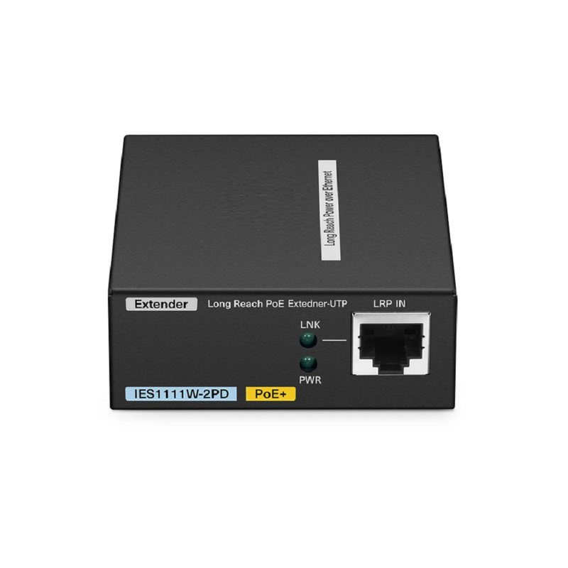 IES1111W-2PD, 1-Port 10/100M Fast Ethernet Long Reach PoE over UTP Extender, 1 x 10/100BASE-T RJ45 Input to 1 x PoE+ Output, -20 to 70Â°C Operating Temperature