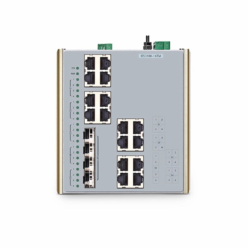 IES3100-16TM, 16-Port Gigabit Ethernet L2 Managed Industrial Switch, 16 x 10/100/1000BASE-T, with 4 x 1/2.5Gb SFP, -40 to 85Â°C Operating Temperature