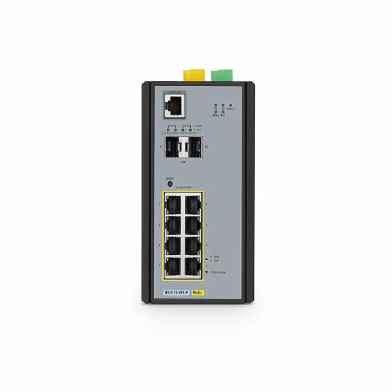 IES3110-8TF-P, 8-Port Gigabit Ethernet L2+ Managed Industrial PoE+ Switch, 8 x PoE+ Ports @240W, with 2 x 1/2.5Gb SFP, -40 to 75Â°C Operating Temperature