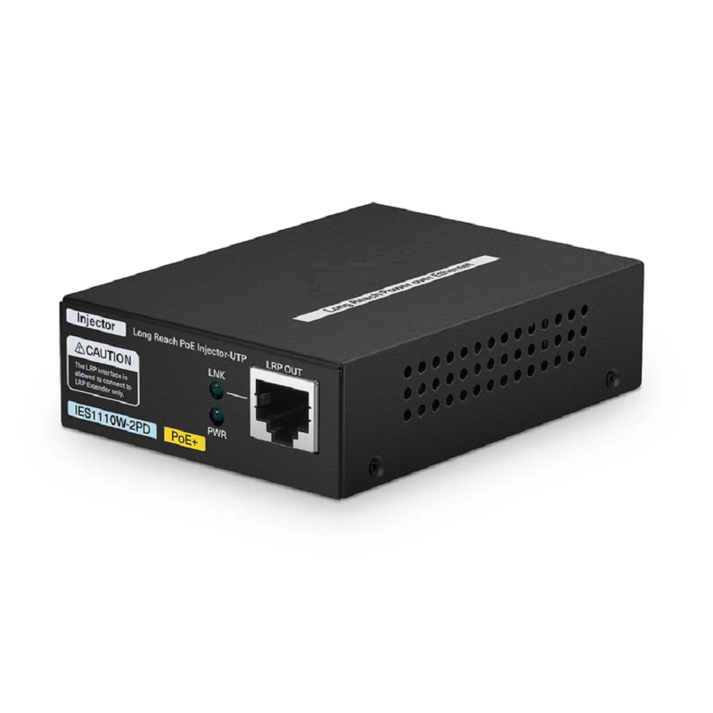 IES1111W-2PD, 1-Port 10/100M Fast Ethernet Long Reach PoE over UTP Extender, 1 x 10/100BASE-T RJ45 Input to 1 x PoE+ Output, -20 to 70Â°C Operating Temperature