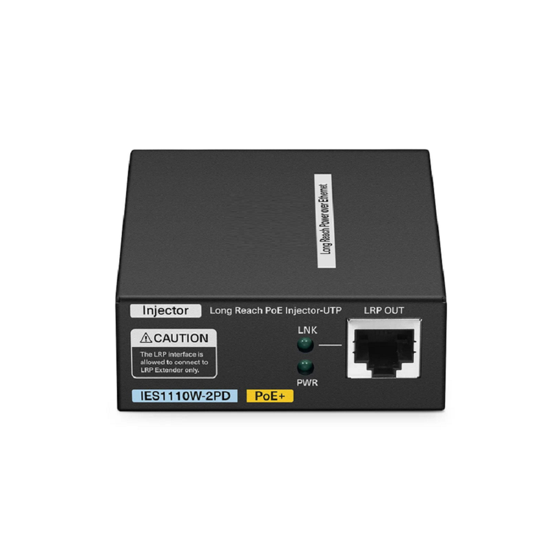 IES1110W-2PD, 1-Port 10/100M Fast Ethernet Long Reach PoE over UTP Injector, 1 x PoE+ Input to 1 x 10/100BASE-T RJ45 Output, -20 to 70Â°C Operating Temperature