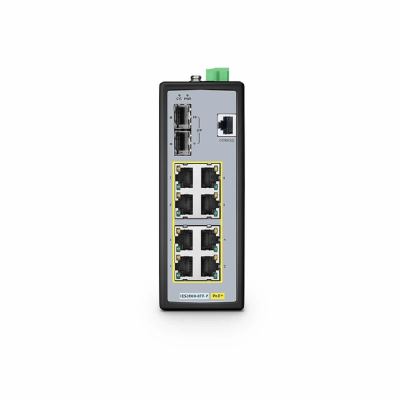 IES3100-8TF-P, 8-Port Gigabit Ethernet L2+ Managed Industrial PoE+ Switch, 8 x PoE+ Ports @240W, with 2 x 1/2.5Gb SFP, Wide-Temp