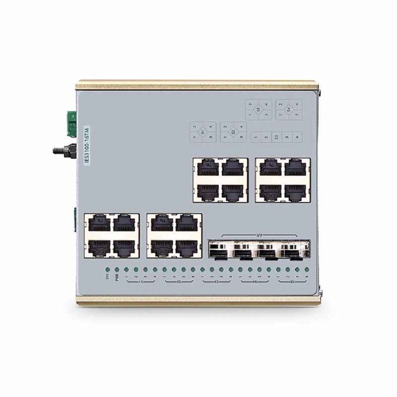 IES3100-16TM, 16-Port Gigabit Ethernet L2 Managed Industrial Switch, 16 x 10/100/1000BASE-T, with 4 x 1/2.5Gb SFP, -40 to 85Â°C Operating Temperature