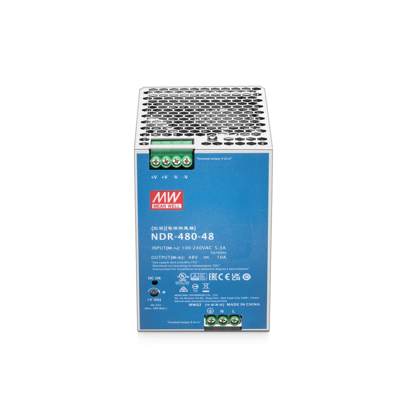 480W 48VDC Slim DIN Rail Economical Industrial Power Supply with PFC Function