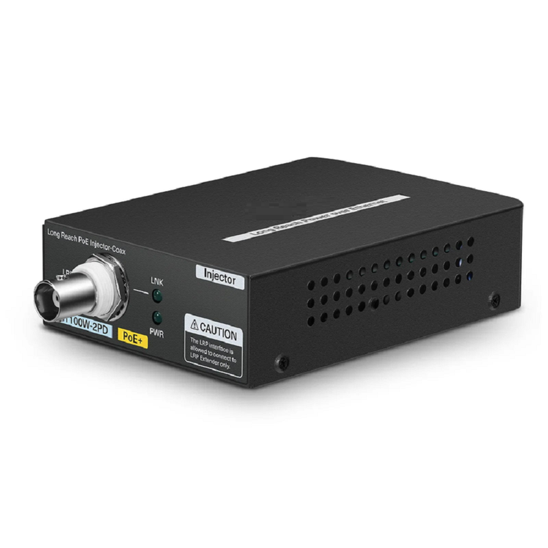 IES1101W-2PD, 1-Port 10/100M Fast Ethernet Long Reach PoE over Coaxial Extender, 1 x BNC Female Input to 1 x PoE+ Output, -20 to 70Â°C Operating Temperature