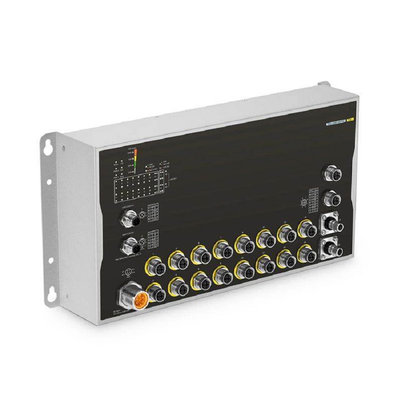 IES5100W-8U8T4XD, 16-Port Gigabit Ethernet L3 Managed Industrial PoE+ Switch, 8 x PoE+ Ports@100W, 8 x 10/100/1000BASE-T M12, 2 x 10GBASE-T M12, with 2 x 10Gb Q-ODC, -40 to 70Â°C Operating Temperature