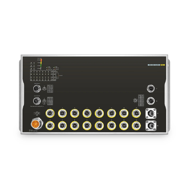 IES5110W-16U4XD, 16-Port Gigabit Ethernet L3 Managed Industrial PoE+ Switch, 16 x PoE+ Ports@100W, 2 x 10GBASE-T M12 Bypass, with 2 x 10Gb Q-ODC, -40 to 70Â°C Operating Temperature
