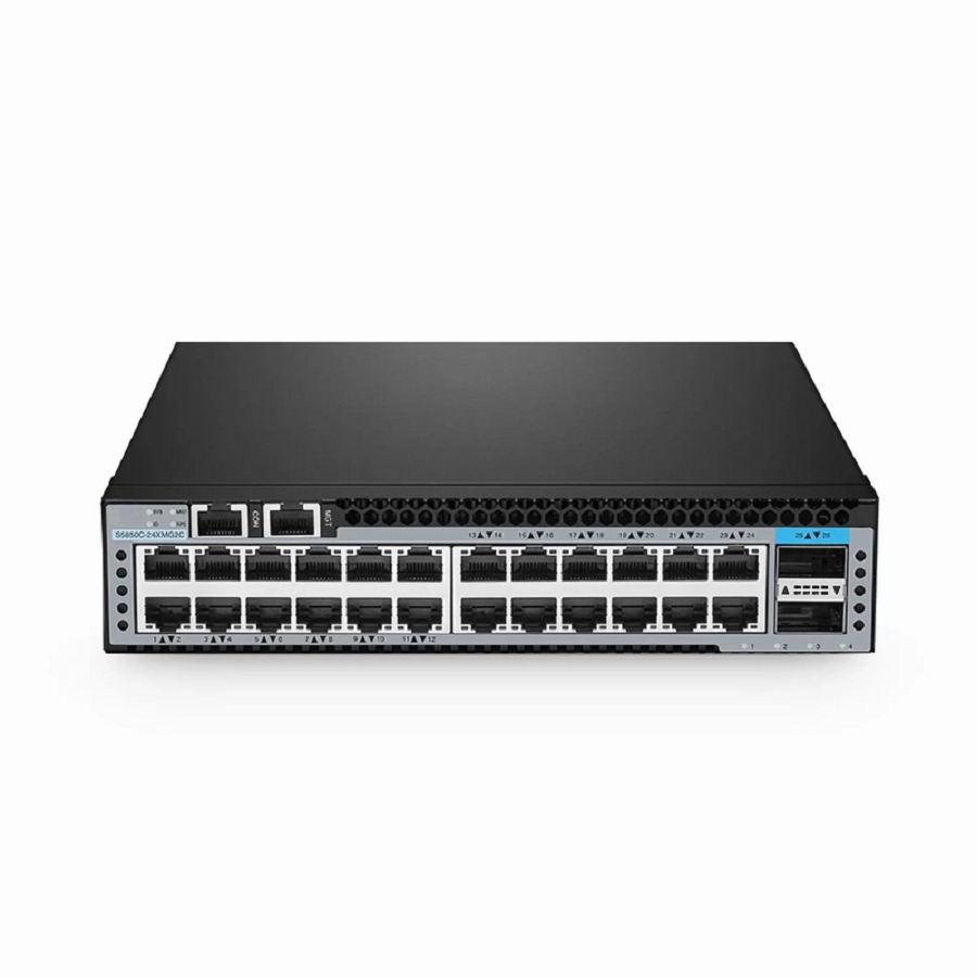 S5850C-24XMG2C, 24-Port Ethernet L3 Half-width Switch, 24 x 10GBase-T/Multi-Gigabit, with 2 x 100Gb QSFP28 Uplinks, AV over IP, Support MLAG