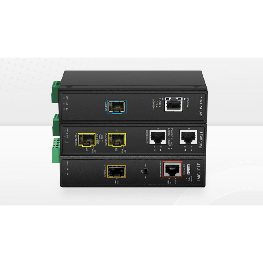 Industrial Unmanaged 2 x 10/100/1000Base-T RJ45 to 2 x 100/1000/2500Base-X SFP Gigabit Ethernet Media Converter