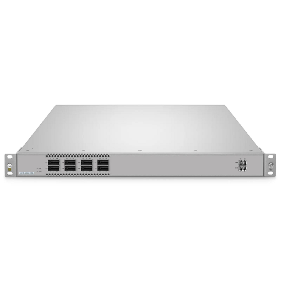 D5110-M08EC-E-ZR+, 8 Channel 100G Active DWDM Multiplexer for Open Line Systems, C21-C22, 8 x 100G QSFP28, Dual Fiber, 1U Rack Mount, 0-120km, Support WebGUI Network Management