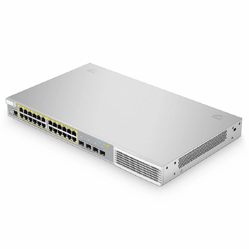 S3410-24TF-P, 24-Port Ethernet L2+ PoE+ Switch, 24 x PoE+ Ports @370W, with 4 x 1Gb SFP Uplinks, Stackable Switch, Broadcom Chip
