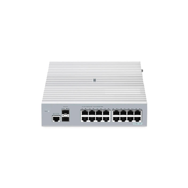 S3100-16TF, 16-Port Gigabit Ethernet L2+ Switch, 16 x 1Gb RJ45, with 2 x 1Gb SFP Uplinks, Broadcom Chip, Fanless