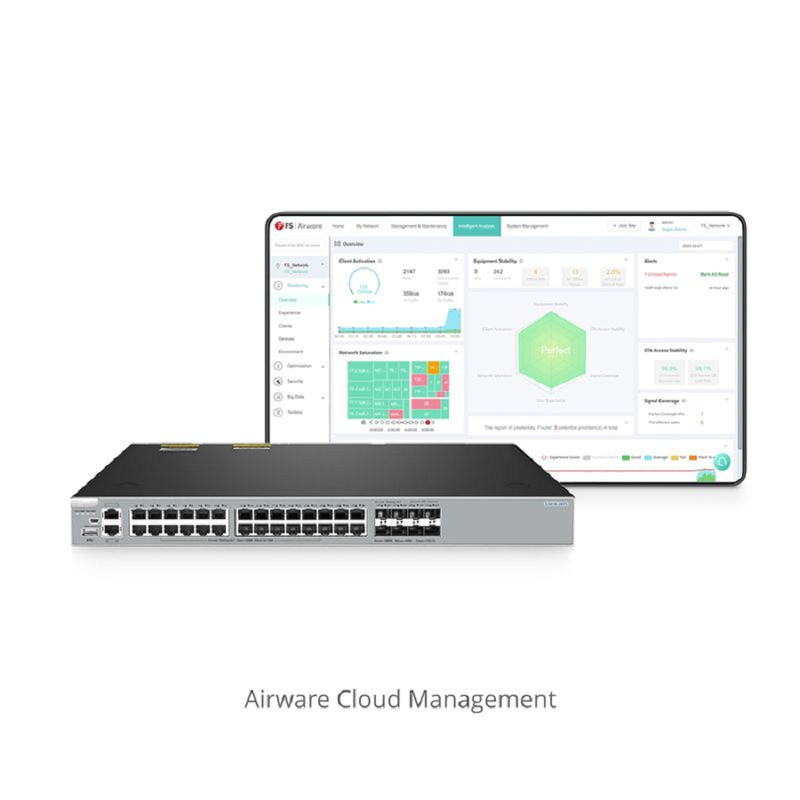 S5810-28FS, 28-Port Gigabit Ethernet L3 Switch, 20 x 1Gb SFP, 8 x 1G RJ45/SFP Combo Ports, with 4 x 10Gb SFP+ Uplinks, Stackable Switch, Broadcom Chip