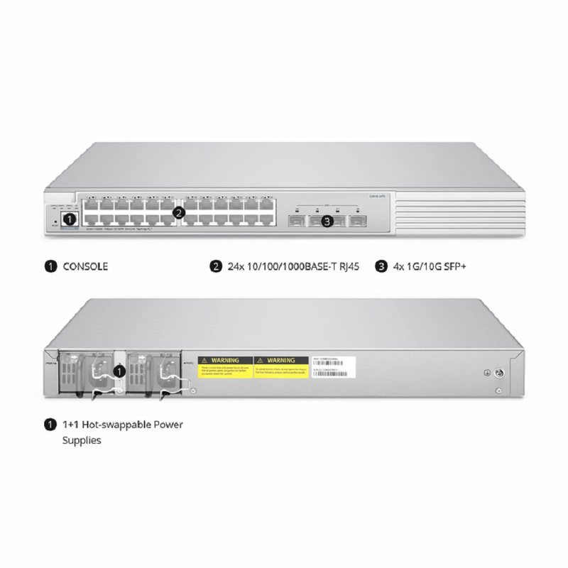 S3910-24TS, 24-Port Gigabit Ethernet L2+ Switch, 24 x Gigabit RJ45, with 4 x 10Gb SFP+ Uplinks, Stackable Switch, Broadcom Chip