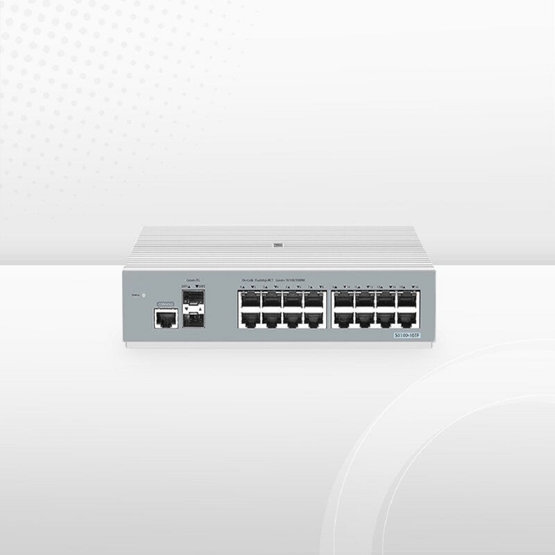 S3100-16TF-P, 16-Port Gigabit Ethernet L2+ PoE+ Switch, 8 x PoE+ Ports@125W, 8 x 1Gb RJ45, with 2 x 1Gb SFP Uplinks, Broadcom Chip, Fanless
