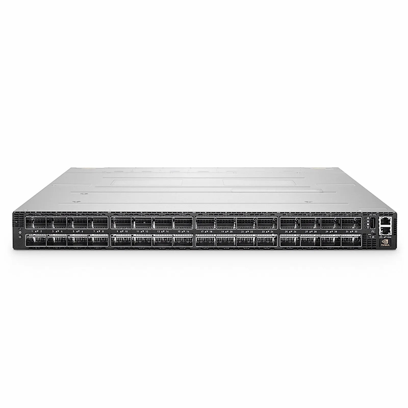MQM9700-NS2F, NVIDIA® 64-Port NDR 400G InfiniBand Data Center Switch, 32 OSFP Ports, Managed, x86 Dual Core, NVIDIA Quantum™-2 Chip, P2C Airflow