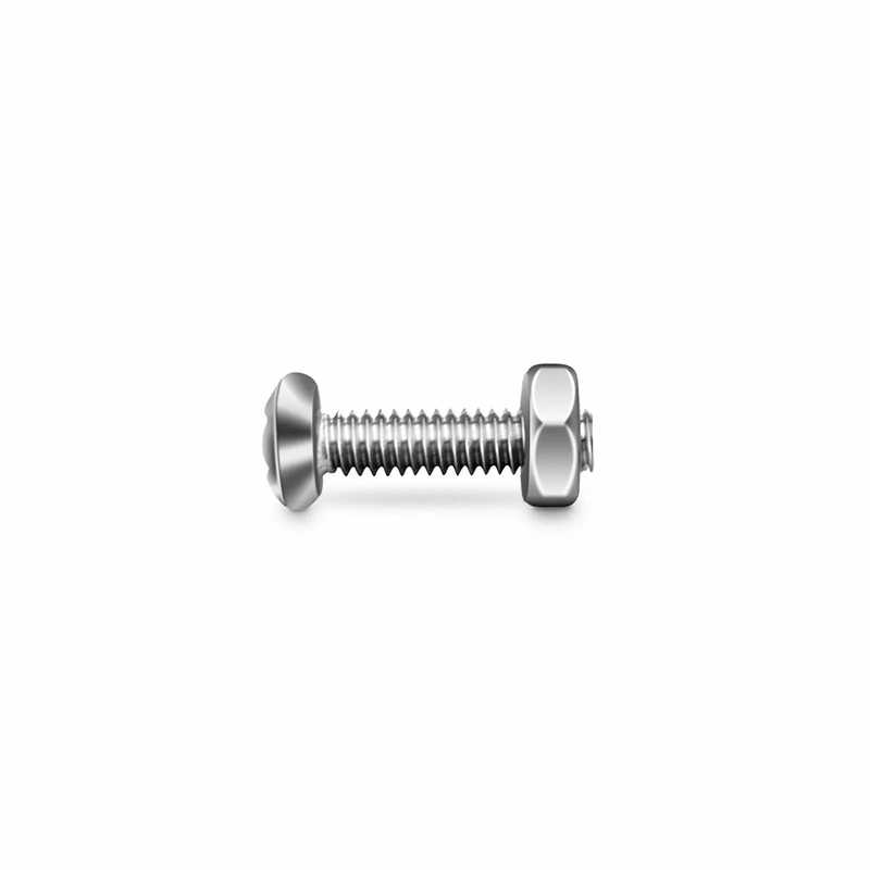 M2×8mm Model Screw and Nut, Nickel-plated, Silver, 50pcs/Pack
