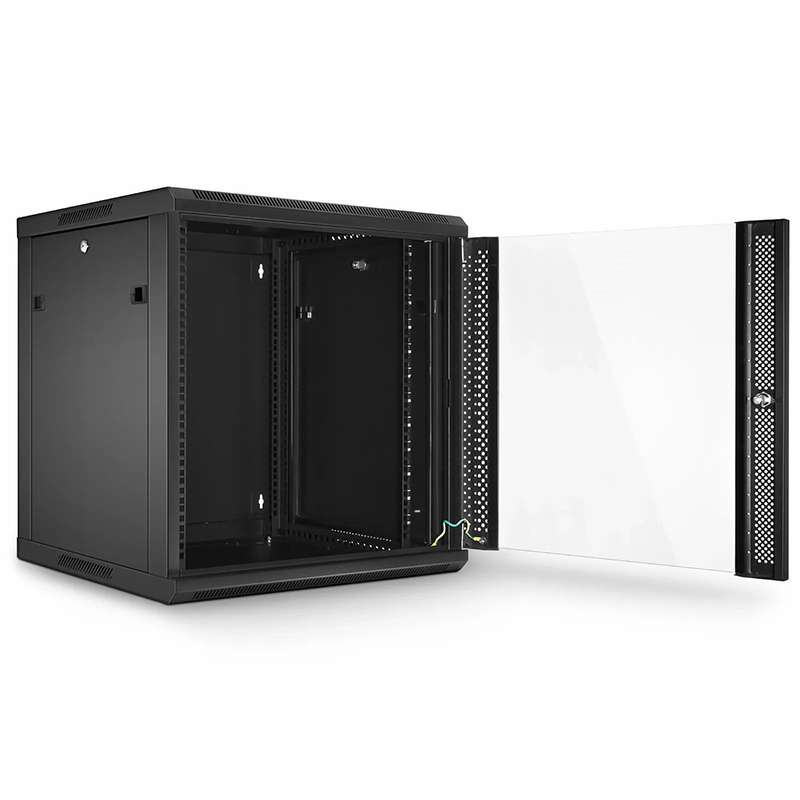 12U GW600-Series 19" 4-Rails Wall Mount Cabinet with Glass Front Door