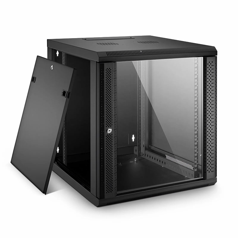 12U GW600-Series 19" 4-Rails Wall Mount Cabinet with Glass Front Door