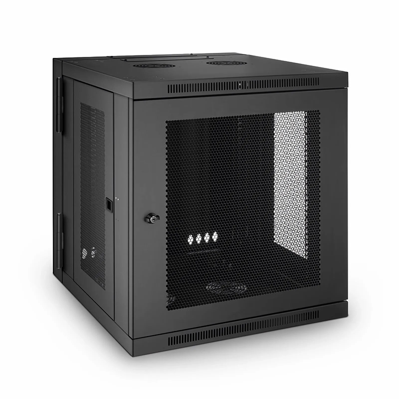 12U GV600-Series 19" 4-Rails Wall Mount Cabinet with Vented Front Door, Hinged Back