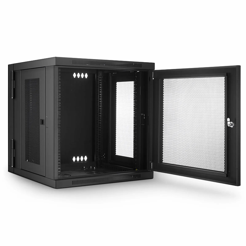 12U GV600-Series 19" 4-Rails Wall Mount Cabinet with Vented Front Door, Hinged Back