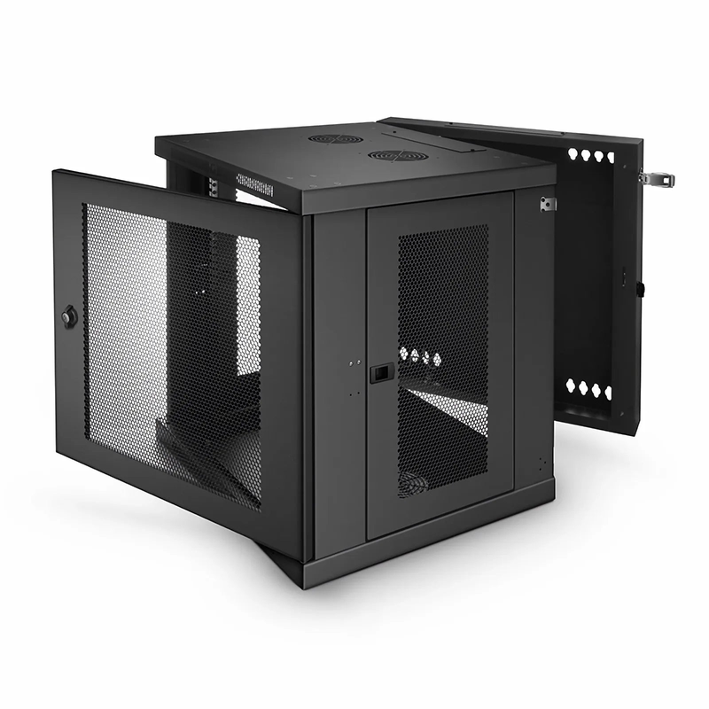 12U GV600-Series 19" 4-Rails Wall Mount Cabinet with Vented Front Door, Hinged Back
