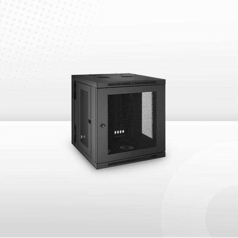 12U GV600-Series 19" 4-Rails Wall Mount Cabinet with Vented Front Door, Hinged Back