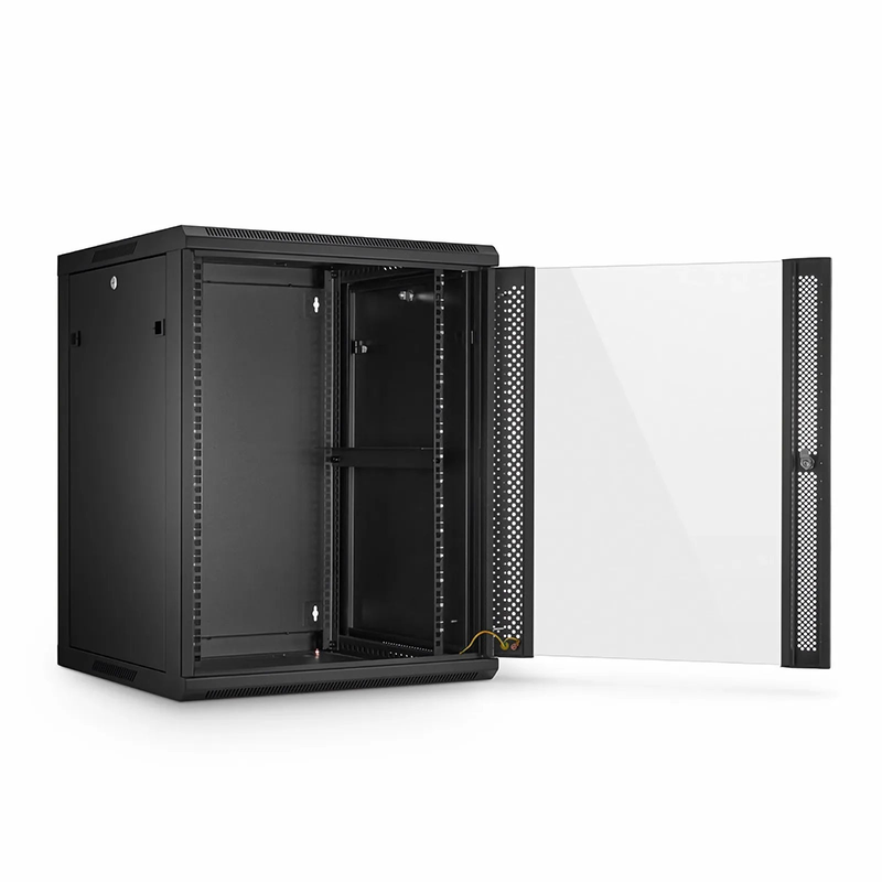 15U GW600-Series 19" 4-Post Wall Mount Cabinet with Glass Front Door