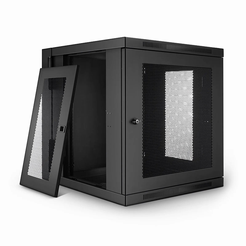 12U GV600-Series 19" 4-Rails Wall Mount Cabinet with Vented Front Door, Hinged Back