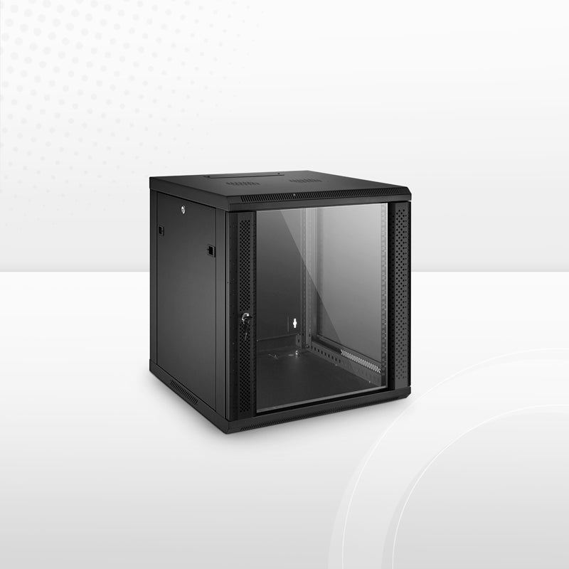 12U GW600-Series 19" 4-Rails Wall Mount Cabinet with Glass Front Door