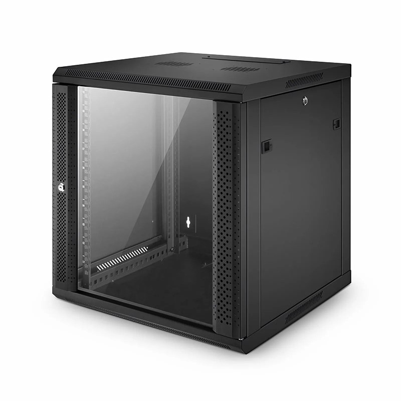 12U GW600-Series 19" 4-Rails Wall Mount Cabinet with Glass Front Door