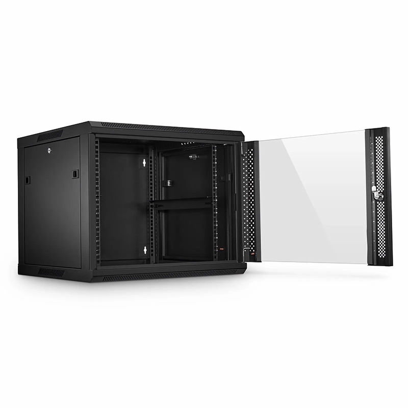 9U GW600-Series 19" 4-Post Wall Mount Cabinet with Glass Front Door