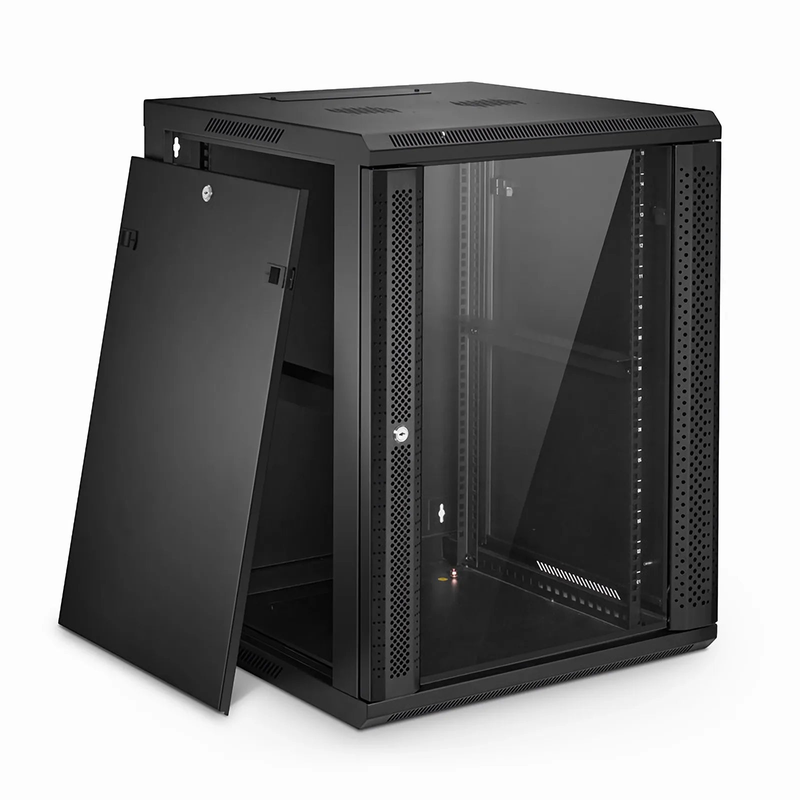 15U GW600-Series 19" 4-Post Wall Mount Cabinet with Glass Front Door