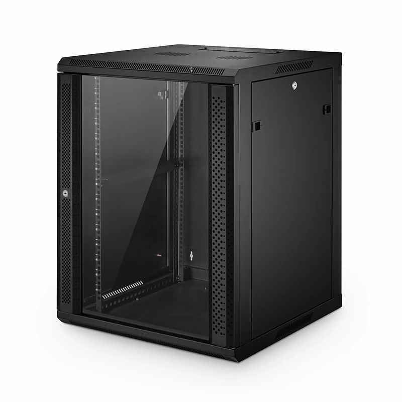 15U GW600-Series 19" 4-Post Wall Mount Cabinet with Glass Front Door