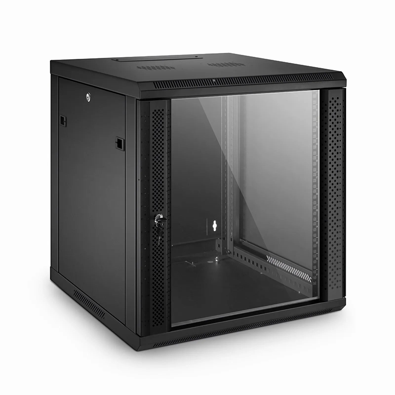 12U GW600-Series 19" 4-Rails Wall Mount Cabinet with Glass Front Door