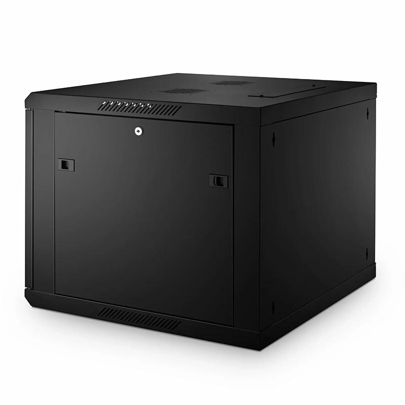 9U GW600-Series 19" 4-Post Wall Mount Cabinet with Glass Front Door