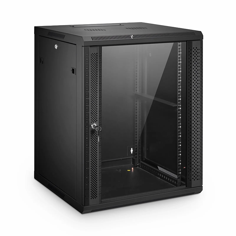 15U GW600-Series 19" 4-Post Wall Mount Cabinet with Glass Front Door
